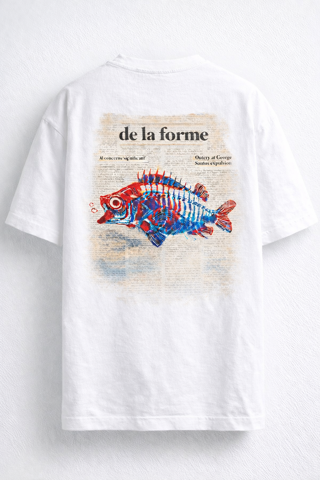 De La Forme Archive — Anatomical Fish Newspaper Graphic Oversized T-Shirt