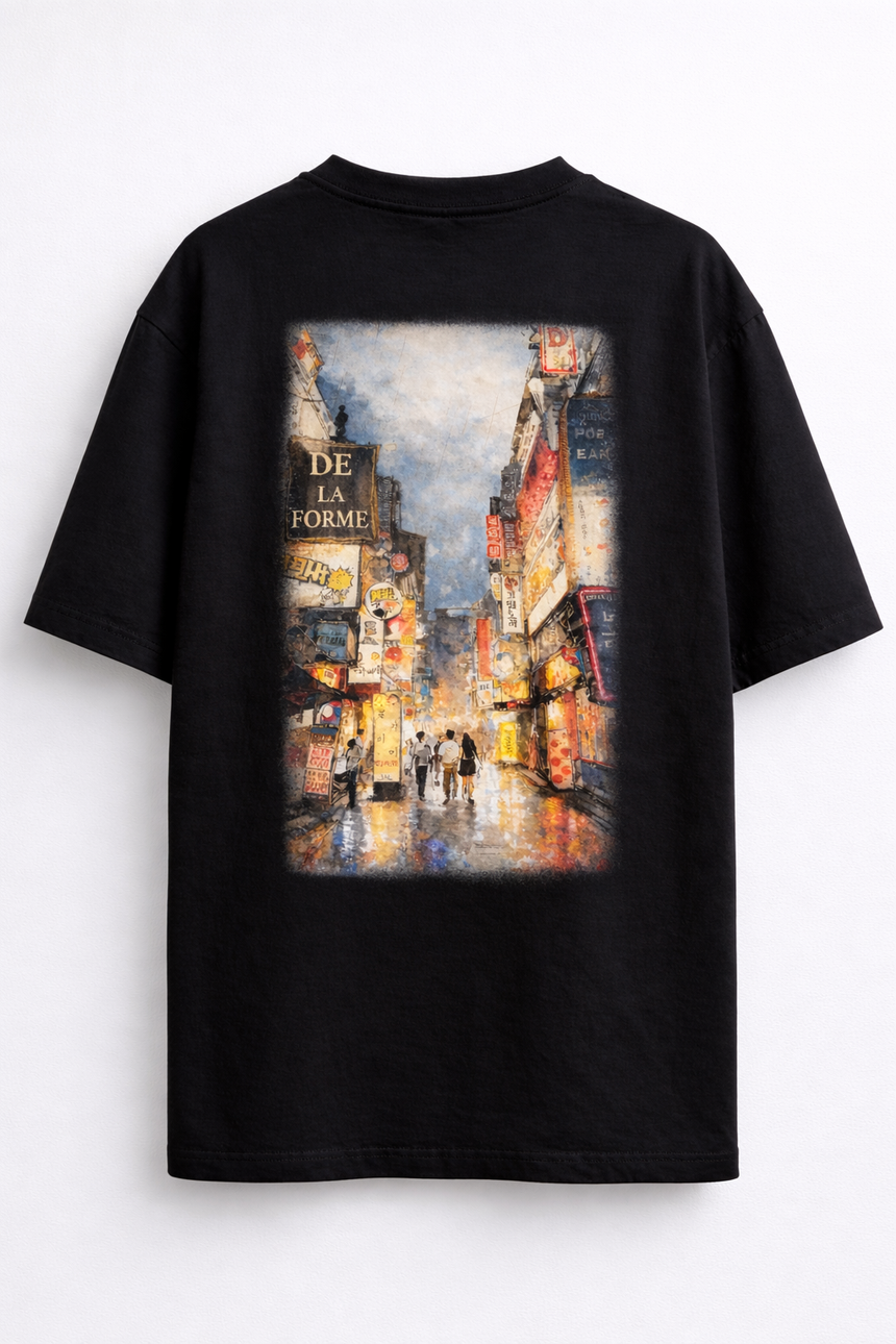 De La Forme Seoul Neon Archive — Night Street Study Oversized T-Shirt
