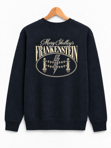 De La Forme IT’S ALIVE! Embroidered Black Crewneck Sweatshirt – Gothic Frankenstein Horror Design
