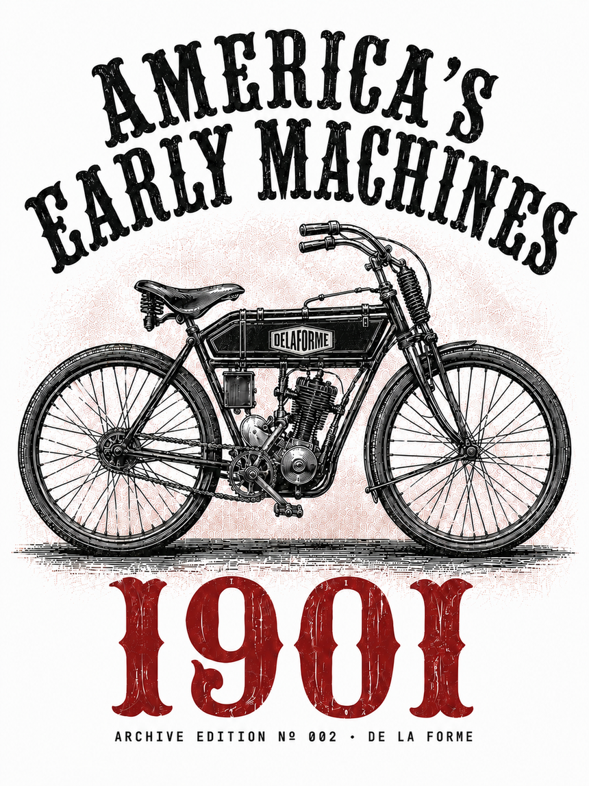 De La Forme 1901 Early Motorcycle Graphic Tee