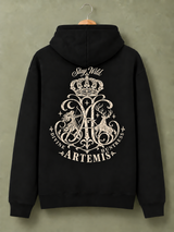 De La Forme Artemis Divine Huntress Embroidered Black Oversized Sweatshirt
