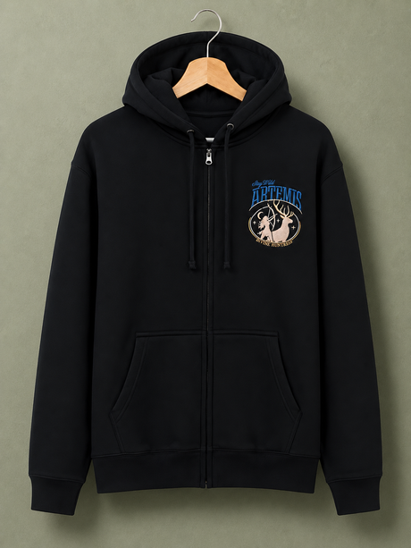 De La Forme Artemis Divine Huntress Embroidered Black Oversized Sweatshirt