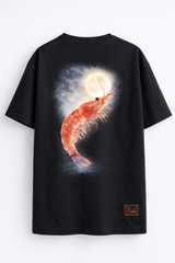 Moonlit Shrimp — Eastern Watercolor Graphic Oversized T-Shirt