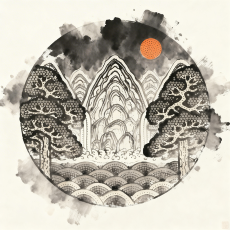 De La Forme Ilwol Obongdo Korean Landscape Graphic T-Shirt – Archive Artwear Edition
