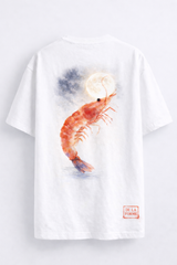 Moonlit Shrimp — Eastern Watercolor Graphic Oversized T-Shirt