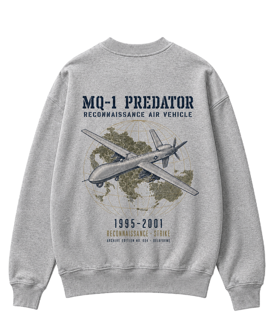 De La Forme MQ-1 Predator Embroidered & Graphic Crewneck